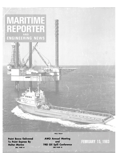 Cover of February 15, 1983 issue of Maritime Reporter and Engineering News Magazine