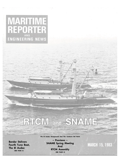Cover of March 15, 1983 issue of Maritime Reporter and Engineering News Magazine