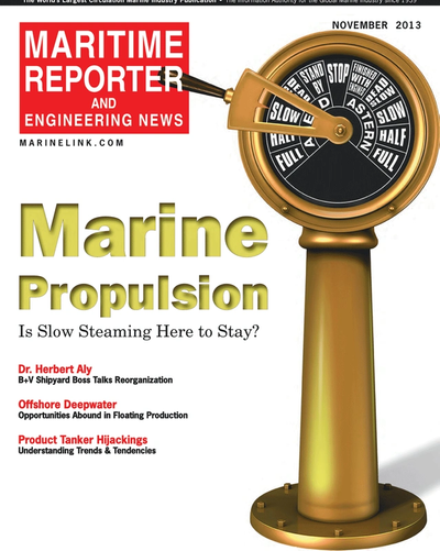 Cover of November 2013 issue of Maritime Reporter and Engineering News Magazine