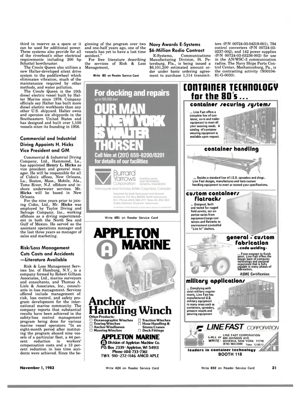 Maritime Reporter Magazine, page 33,  Nov 1983