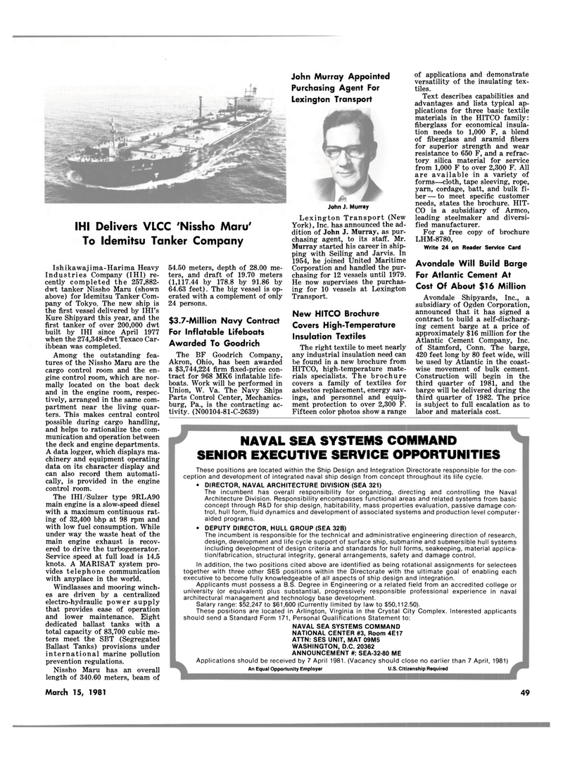 Maritime Reporter Magazine, page 47,  Mar 15, 1981