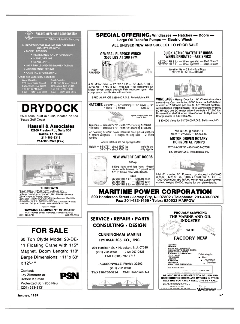 Maritime Reporter Magazine, page 51,  Jan 1989