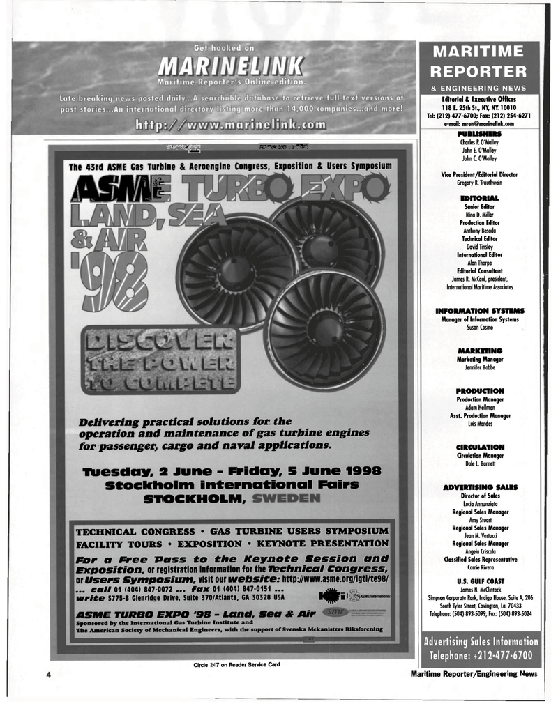 Maritime Reporter Magazine, page 4,  Apr 1998