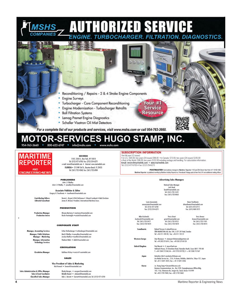 Maritime Reporter Magazine, page 4,  Dec 2011
