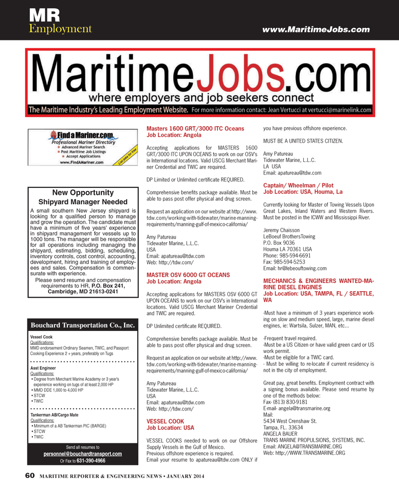 Maritime Reporter Magazine, page 60,  Jan 2014
