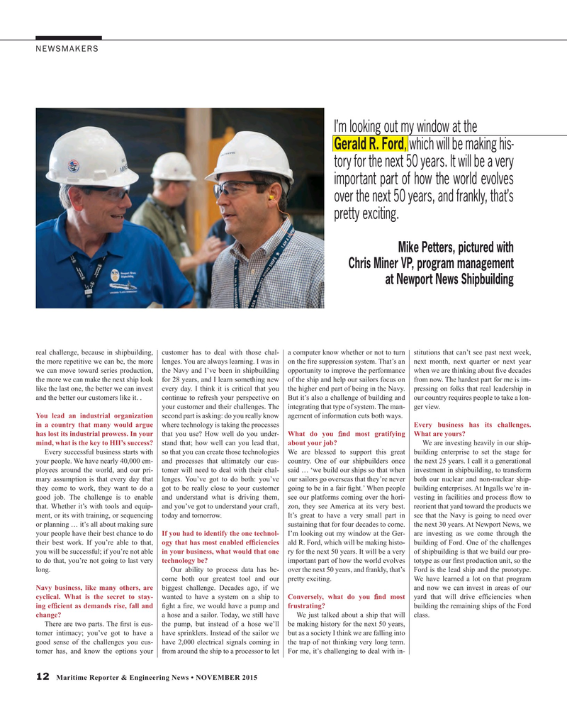 Maritime Reporter Magazine, page 12,  Nov 2015