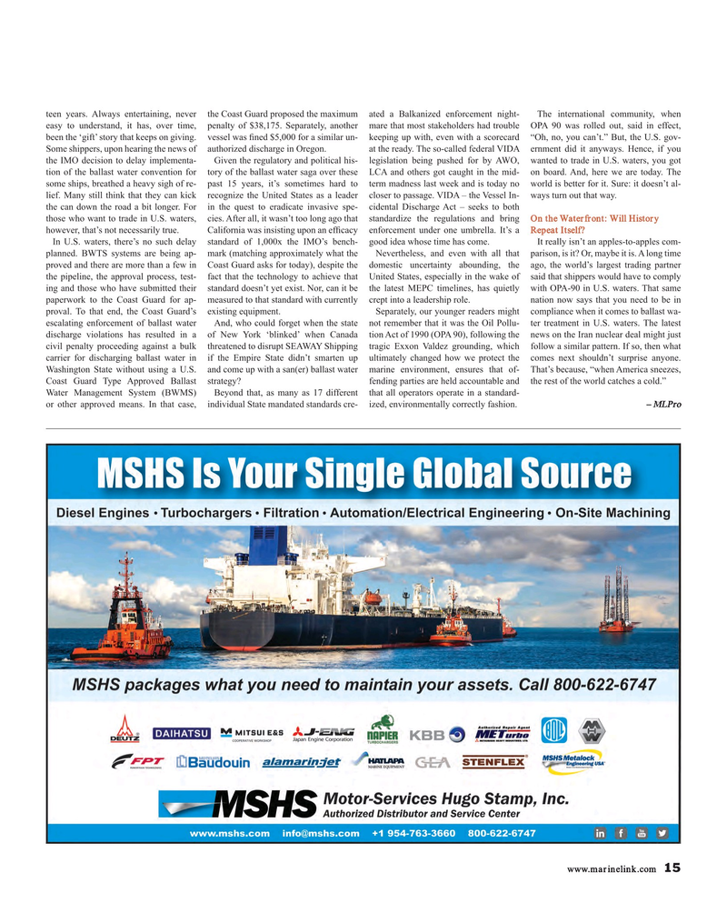 Maritime Reporter Magazine, page 15,  Jun 2018